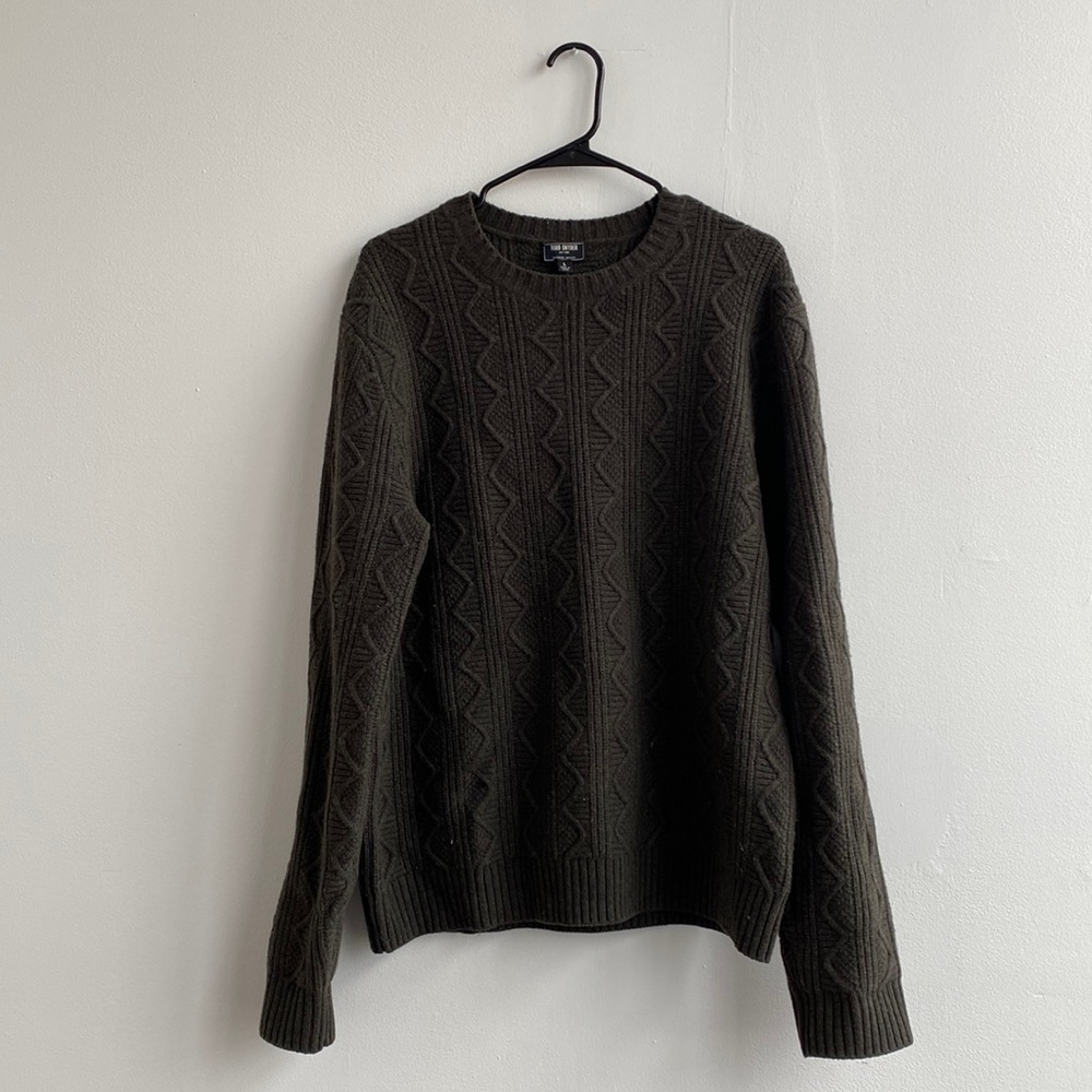 TODD SNYDER DARK GREEN ZIG ZAG SWEATER SIZE LARGE